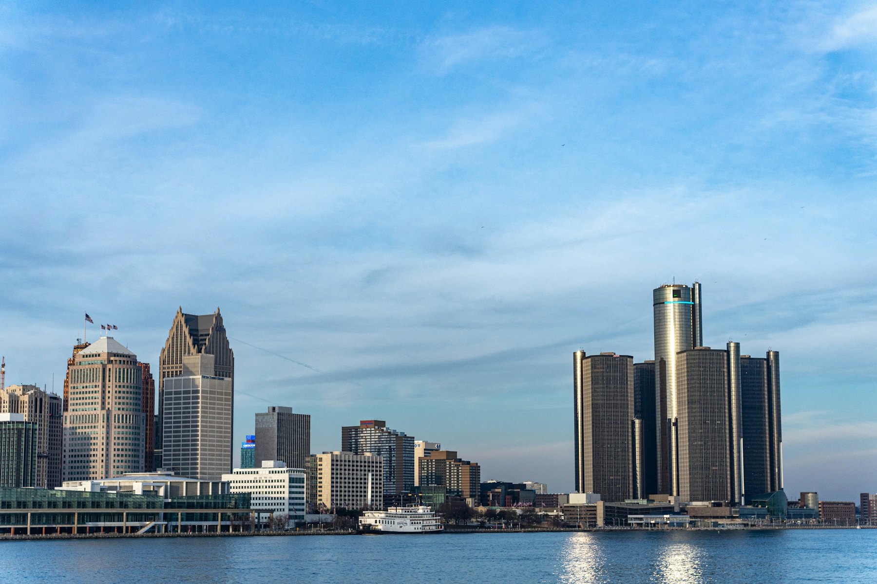 Detroit skyline seen across the river